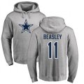 Dallas Cowboys #11 Cole Beasley Ash Name & Number Logo Pullover Hoodie