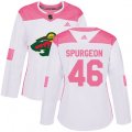 Women's Minnesota Wild #46 Jared Spurgeon Authentic White Pink Fashion NHL Jersey