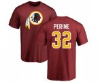 Washington Redskins #32 Samaje Perine Maroon Name & Number Logo T-Shirt