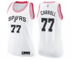 Women's San Antonio Spurs #77 DeMarre Carroll Swingman White Pink Fashion Basketball Jersey