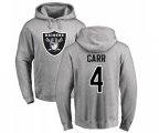 Oakland Raiders #4 Derek Carr Ash Name & Number Logo Pullover Hoodie
