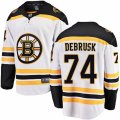 Boston Bruins #74 Jake DeBrusk Authentic White Away Fanatics Branded Breakaway NHL Jersey