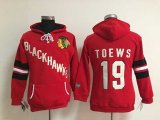 Women Chicago Blackhawks #19 Jonathan Toews Red pullover hooded