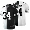 Oakland Raiders #34 Bo Jackson Black White Limited Split Fashion Football Jersey