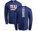 New York Giants #58 Tae Davis Royal Blue Backer Long Sleeve T-Shirt