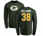 Green Bay Packers #38 Tramon Williams Green Name & Number Logo Long Sleeve T-Shirt