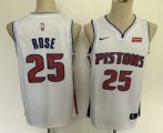 Detroit Pistons #25 Derrick Rose New White 2019 Nike Swingman Stitched NBA Jersey With The Sponsor Logo