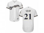 Milwaukee Brewers #21 Travis Shaw White Royal Flexbase Authentic Collection MLB Jerseyey