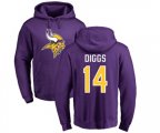 Minnesota Vikings #14 Stefon Diggs Purple Name & Number Logo Pullover Hoodie