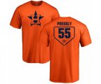 Houston Astros #55 Ryan Pressly Orange Name & Number T-Shirt