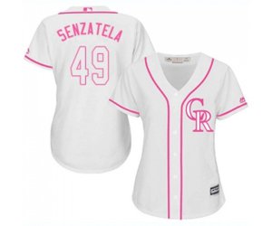 Women\'s Colorado Rockies #49 Antonio Senzatela Authentic White Fashion Cool Base Baseball Jersey
