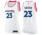 Women's Minnesota Timberwolves #23 Jarrett Culver Swingman White Pink Fashion Basketball Jersey