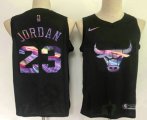 Chicago Bulls #23 Michael Jordan Black Iridescent 2021 Nike Swingman Stitched Jersey
