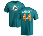 Miami Dolphins #44 Stephone Anthony Aqua Green Name & Number Logo T-Shirt