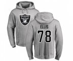 Oakland Raiders #78 Justin Ellis Ash Name & Number Logo Pullover Hoodie
