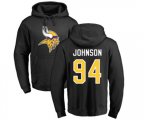 Minnesota Vikings #94 Jaleel Johnson Black Name & Number Logo Pullover Hoodie