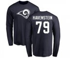 Los Angeles Rams #79 Rob Havenstein Navy Blue Name & Number Logo Long Sleeve T-Shirt