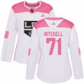 Women's Los Angeles Kings #71 Torrey Mitchell Authentic White Pink Fashion NHL Jersey