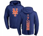 New York Mets #7 Marcus Stroman Royal Blue Backer Pullover Hoodie
