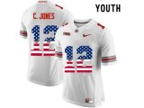 2016 US Flag Fashion Youth Ohio State Buckeyes C.Jones #12 College Football Limited Jersey - White