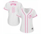 Women's Cleveland Indians #0 B.J. Upton Replica White Fashion Cool Base Baseball Jersey