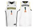 2016 US Flag Fashion-Michigan Wolverines Glenn Robinson III #1 Basketball Authentic Jersey - White