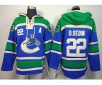 Vancouver Canucks #22 Daniel Sedin blue-green [pullover hooded sweatshirt][patch A]