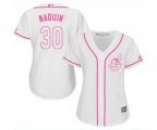 Women's Cleveland Indians #30 Tyler Naquin Replica White Fashion Cool Base Baseball Jersey