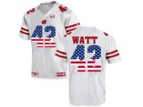 2016 US Flag Fashion-2016 Men's UA Wisconsin Badgers T.J Watt #42 College Football Jersey - White