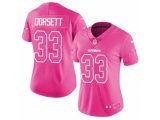 Women Dallas Cowboys #33 Tony Dorsett Limited Pink Rush Fashion NFL Jersey