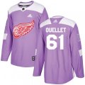 Detroit Red Wings #61 Xavier Ouellet Authentic Purple Fights Cancer Practice NHL Jersey