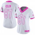 Women Philadelphia Eagles #87 Brent Celek Limited White Pink Rush Fashion NFL Jersey