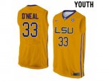 Youth LSU Tigers Shaquille O'Neal #33 College Basketball Elite Jersey - Gold