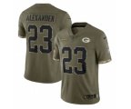 Green Bay Packers #23 Jaire Alexander 2022 Olive Salute To Service Limited Stitched Jersey