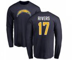 Los Angeles Chargers #17 Philip Rivers Navy Blue Name & Number Logo Long Sleeve T-Shirt