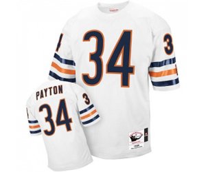 Mitchell and Ness Chicago Bears #34 Walter Payton White Authentic Throwback Football Jersey