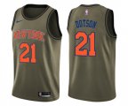 New York Knicks #21 Damyean Dotson Swingman Green Salute to Service Basketball Jersey