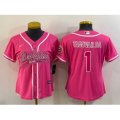 Women Miami Dolphins #1 Tua Tagovailoa Pink With Patch Cool Base Stitched Baseball Jersey