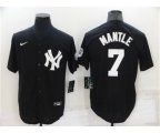 New York Yankees #7 Mickey Mantle Black Stitched Nike Cool Base Throwback Jersey