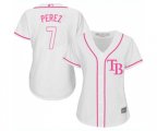 Women's Tampa Bay Rays #7 Michael Perez Authentic White Fashion Cool Base Baseball Jersey