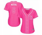 Women's St. Louis Cardinals #6 Stan Musial Authentic Pink Fashion Cool Base Baseball Jersey