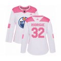 Women Edmonton Oilers #32 Olivier Rodrigue Authentic White Pink Fashion Hockey Jersey