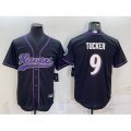 Baltimore Ravens #9 Justin Tucker Black With Patch Cool Base Stitched Baseball Jersey