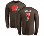Cleveland Browns #7 Jamie Gillan Brown Name & Number Logo Long Sleeve T-Shirt