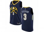 Denver Nuggets #3 Allen Iverson Authentic Navy Blue NBA Jersey - City Edition