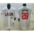 USA Baseball #28 Nolan Arenado 2023 White World Baseball Classic Replica Stitched Jerseys