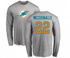Miami Dolphins #22 T.J. McDonald Ash Name & Number Logo Long Sleeve T-Shirt