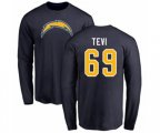 Los Angeles Chargers #69 Sam Tevi Navy Blue Name & Number Logo Long Sleeve T-Shirt