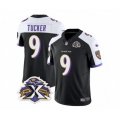 Baltimore Ravens #9 Justin Tucker Black White 2023 F.U.S.E Throwback Vapor Limited Stitched Jersey