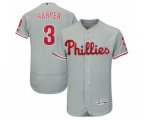 Philadelphia Phillies #3 Bryce Harper Majestic Gray Road Flexbase Authentic Collection Player Jersey